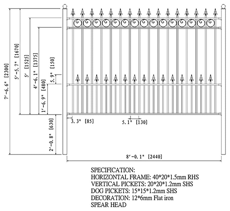 Aleko 2-Panel Fence Kit – PRAGUE Style – 8x5 ft. Each   Sku 2FENCEPRA-AP
