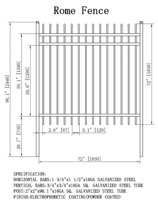 Aleko 4-Panel Steel Fence Kit – ROME Style – 6X6 ft. Each   4FENCEROME6X6-AP