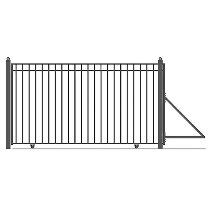 Aleko Steel Sliding Driveway Gate - 20 ft with Pedestrian Gate - 5 ft - MADRID Style   DG20MADSSLPED-AP