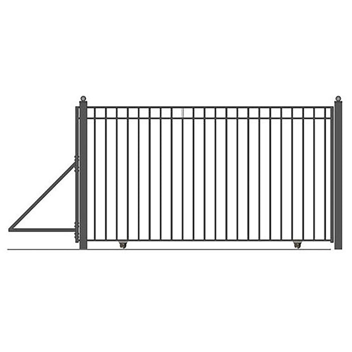 Aleko Steel Sliding Driveway Gate - 20 ft with Pedestrian Gate - 5 ft - MADRID Style   DG20MADSSLPED-AP