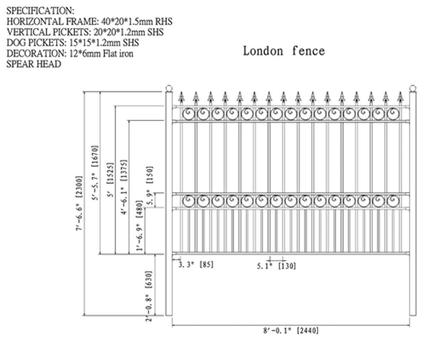 Aleko 2-Panel Fence Kit – LONDON Style – 8x5 ft. Each  Sku 2FENCELON-AP