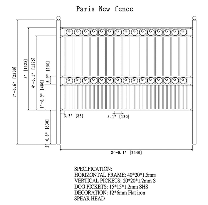 Aleko 2-Panel Fence Kit – PARIS Style – 8x5 ft. Each  Sku 2FENCEPAR-AP