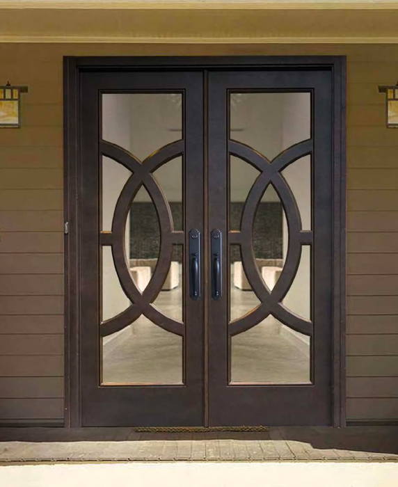 Premier Iron Doors USA Made Custom Iron Entry Door Circle Design