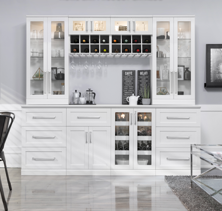 NewAge Coffee Wine Bar Cabinet with Wall Wine Display Cabinet, Wine Rack, Wine Storage Cabinets - 7 Piece Shaker Style Wine Storage White Kitchen Cabinet Set 62529