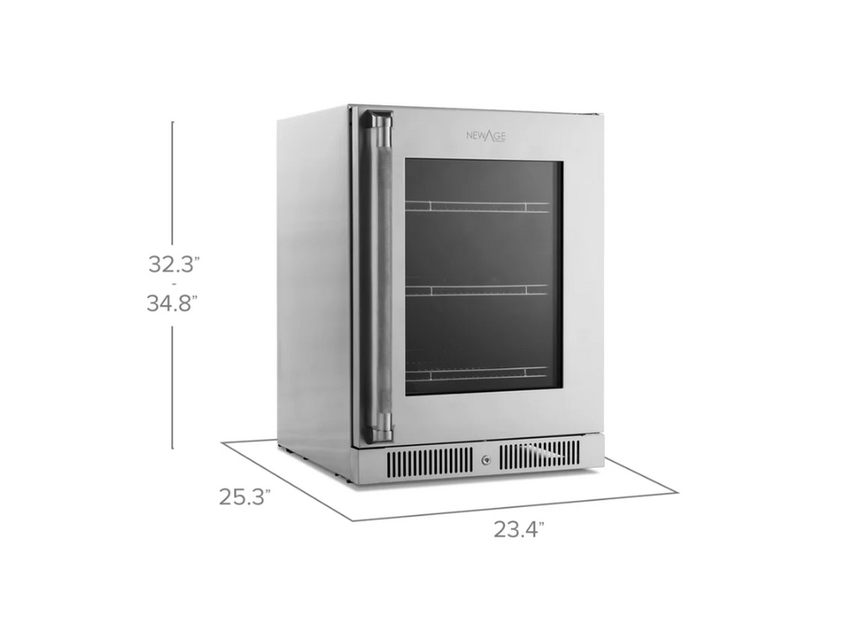 NewAge Outdoor Kitchen Appliance Stainless Steel Undercounter Refrigerator with Glass Door 93000