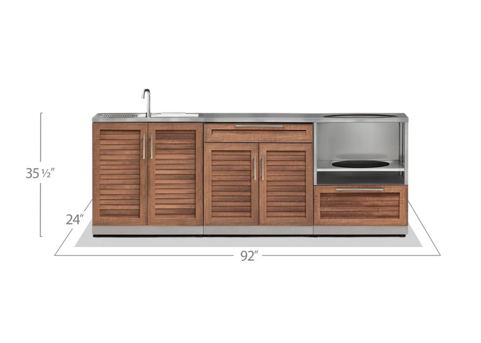 NewAge Outdoor Kitchen Cabinets Stainless Steel Outdoor Kitchen with Sink, Outdoor Grill Station BBQ Island 3 Piece Outdoor Kitchen Island 66023