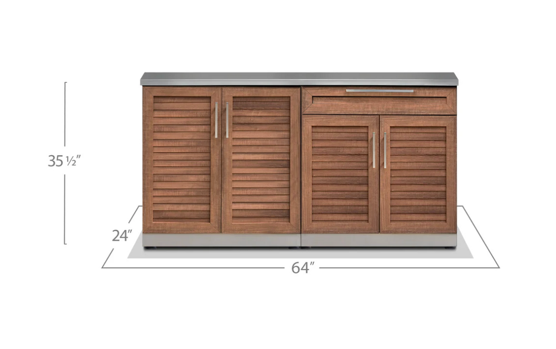 NewAge Modular Outdoor Kitchen Cabinets 2 Piece Stainless Steel Grove Outdoor Kitchen Island Cabinet Set with Bar Cabinet, 2-Door Cabinet 65088