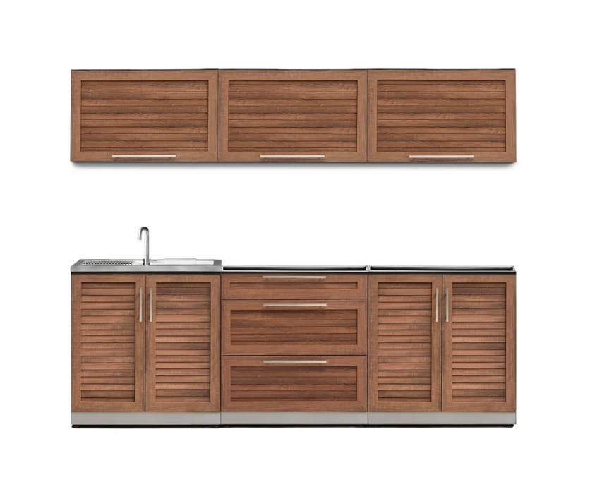 Modular Outdoor Kitchen Cabinets Stainless Steel 6 Piece Cabinet Set with Sink, 3-Drawer, 2-Door and Wall Cabinets 66050