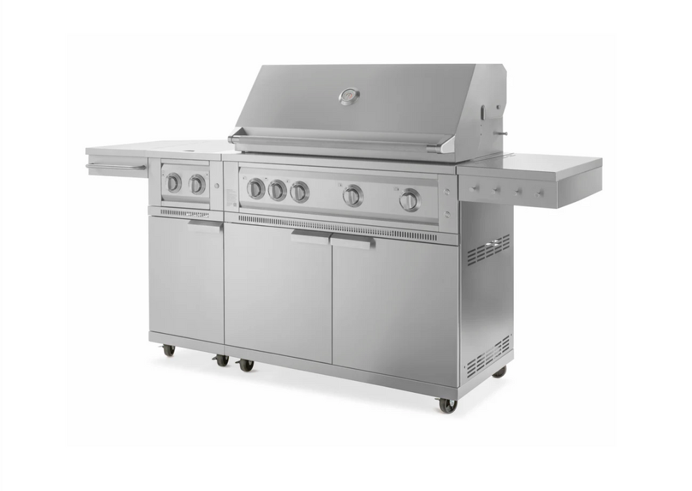 Outdoor BBQ Kitchen Stainless Steel Freestanding Grill Cart with Platinum Gas Grill, Dual Side Burner 67113