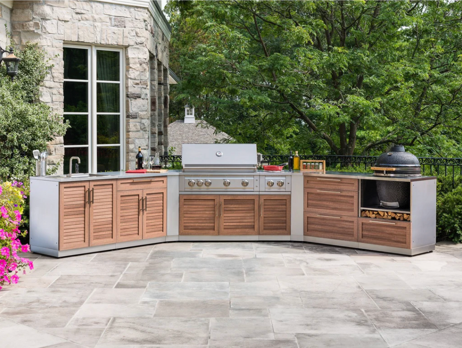 NewAge Outdoor BBQ Island Kitchen Set Stainless Steel Grove 3 Piece Outdoor Grill Station with 3 Drawer Cabinet, 2 Door Drawer Cabinet, Grill Cabinet  66701