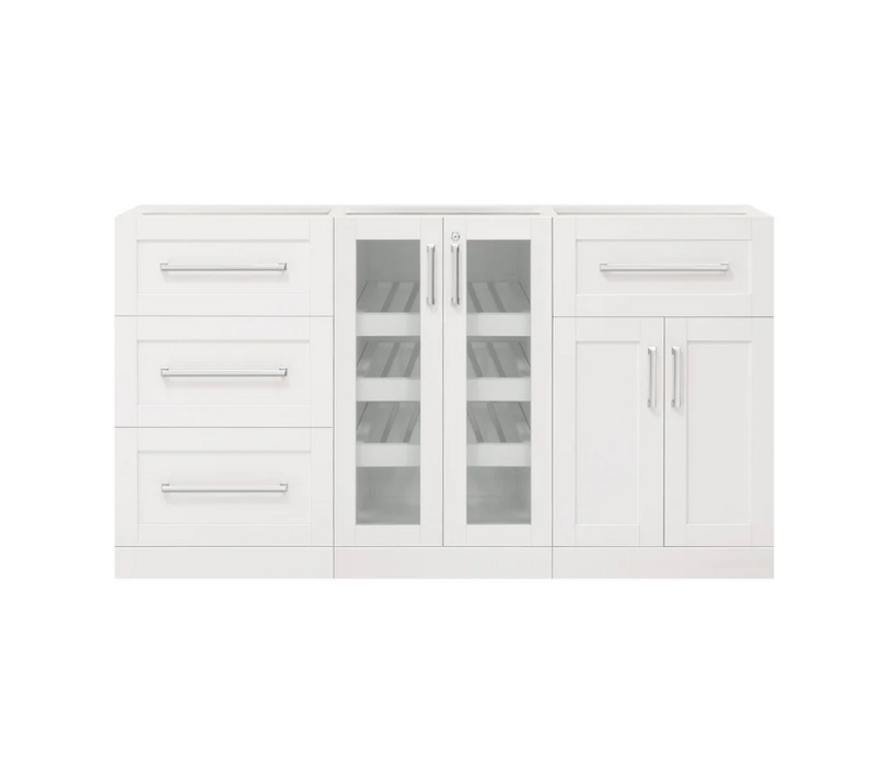 NewAge Coffee Wine Bar Cabinet with Wine Display Cabinet, Wine Storage Cabinets - 3 Piece Shaker Style Wine Storage White Kitchen Cabinet Set Home Bar 62524