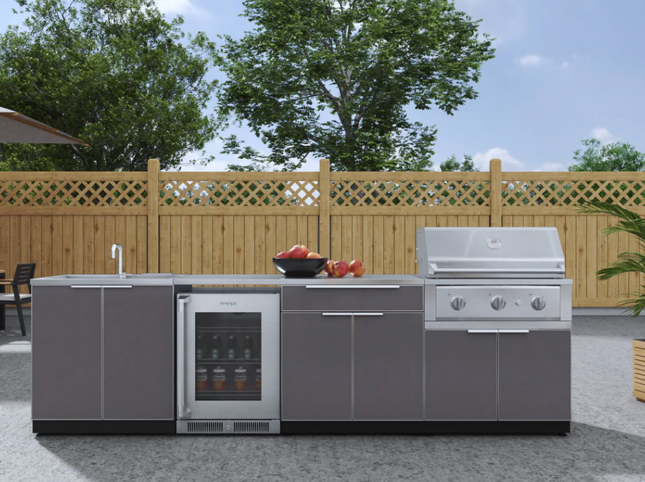 NewAge Outdoor Kitchen Cabinets Aluminum Outdoor Kitchen with Sink, Outdoor Grill Station BBQ Island 2 Piece Outdoor Kitchen Island 67598