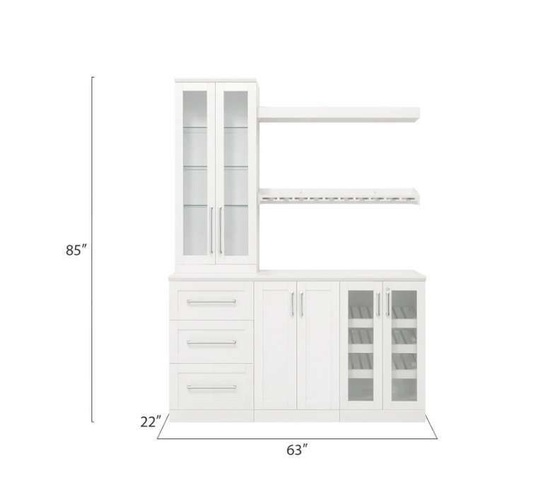 NewAge Wall Bar Cabinet Wine Cabinet Set with Wine Storage Cabinet, Floating Shelf, Stemware Shelf, Wine Wall Cabinet - 6 Piece Wine Bar Home Dry Bar Set 62520