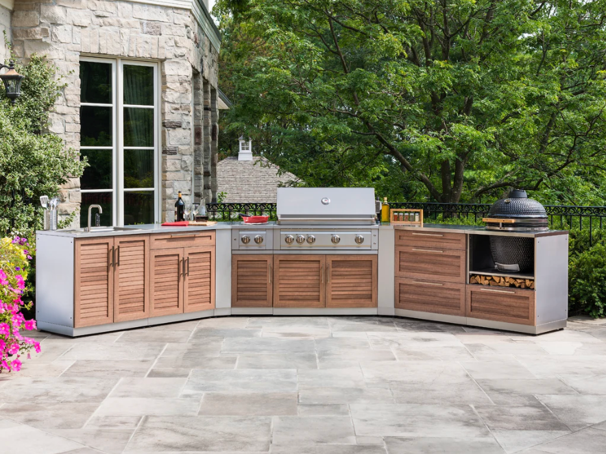 NewAge Outdoor Kitchen Cabinets Stainless Steel Outdoor Kitchen with Sink, Outdoor Grill Station BBQ Island 2 Piece Outdoor Kitchen Island 67610