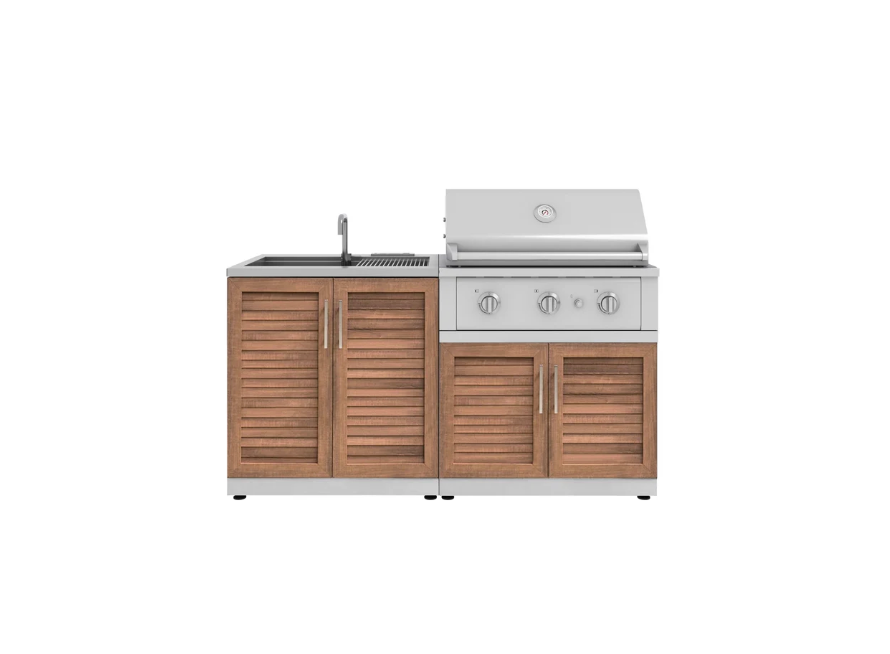 NewAge Outdoor Kitchen Cabinets Stainless Steel Outdoor Kitchen with Sink, Outdoor Grill Station BBQ Island 2 Piece Outdoor Kitchen Island 67610