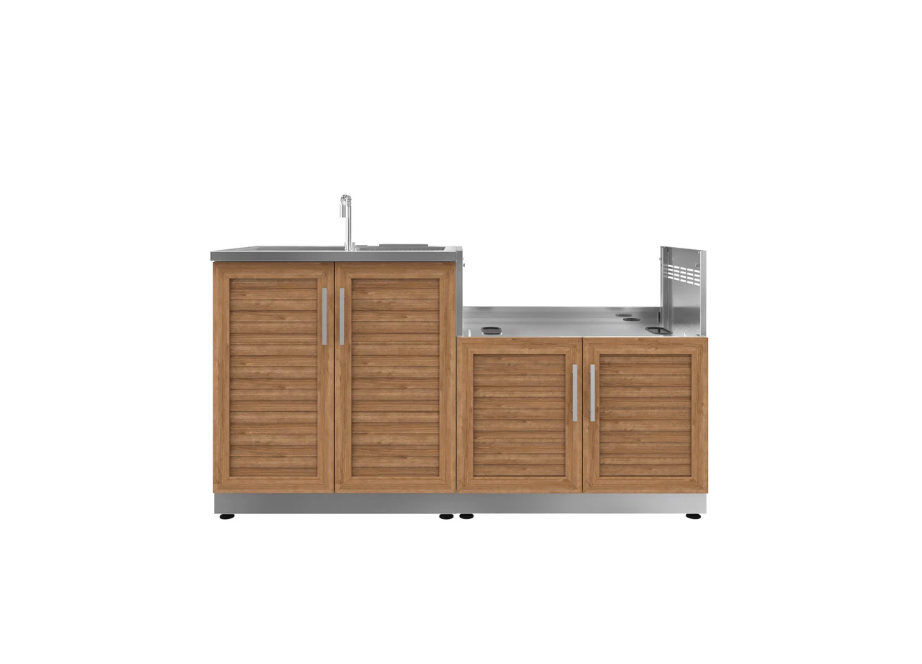 NewAge Outdoor Kitchen Cabinets Stainless Steel Outdoor Kitchen with Sink, Outdoor Grill Station BBQ Island 2 Piece Outdoor Kitchen Island 67610