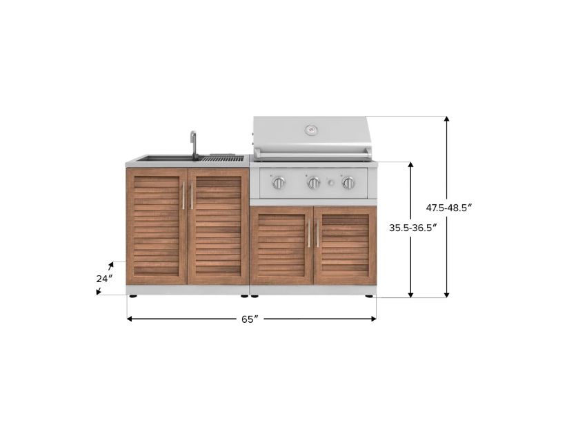 NewAge Outdoor Kitchen Cabinets Stainless Steel Outdoor Kitchen with Sink, Outdoor Grill Station BBQ Island 2 Piece Outdoor Kitchen Island 67610