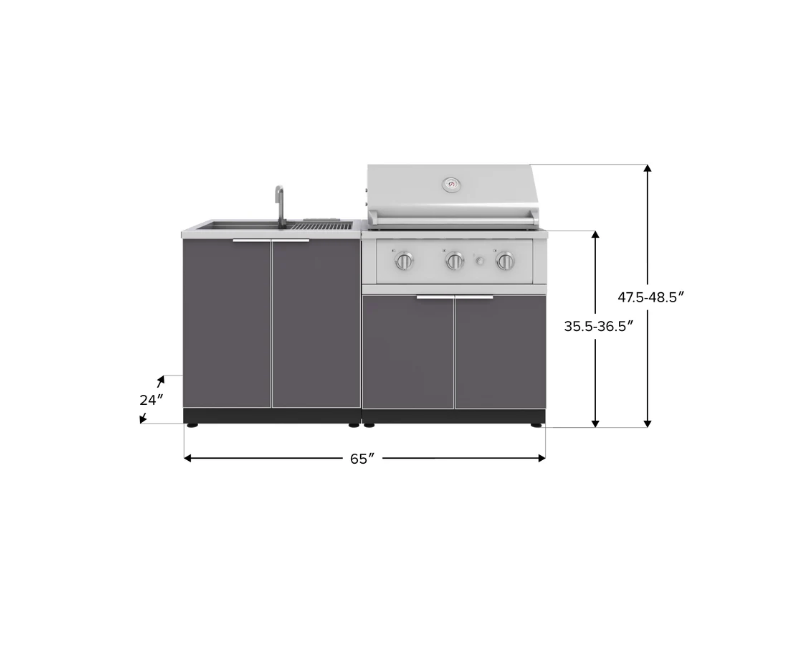 NewAge Outdoor Kitchen Cabinets Aluminum Outdoor Kitchen with Sink, Outdoor Grill Station BBQ Island 2 Piece Outdoor Kitchen Island 67598