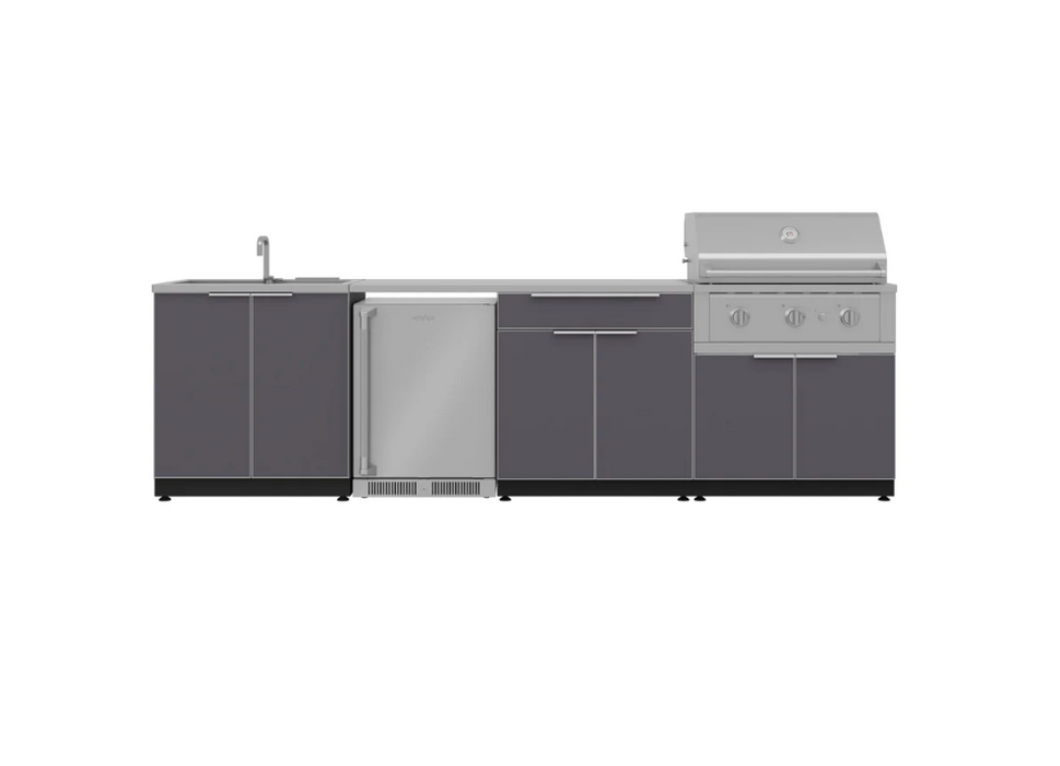 NewAge Outdoor Grill Station BBQ Island Grill Island 3 Piece Outdoor Kitchen with Sink 65287