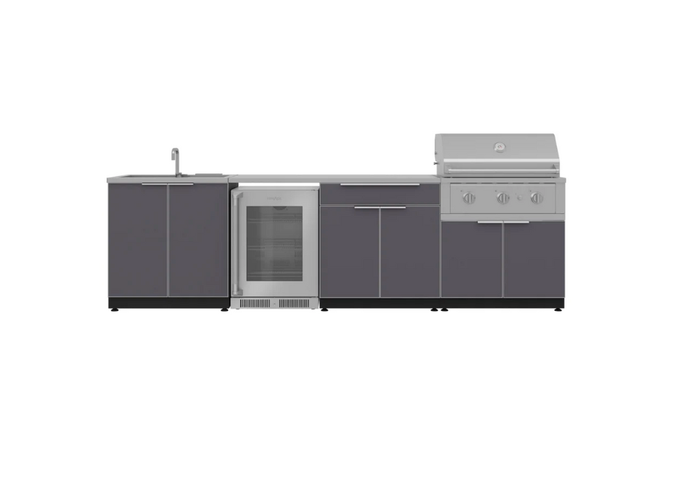 NewAge Outdoor Grill Station BBQ Island Grill Island 3 Piece Outdoor Kitchen with Sink 65287