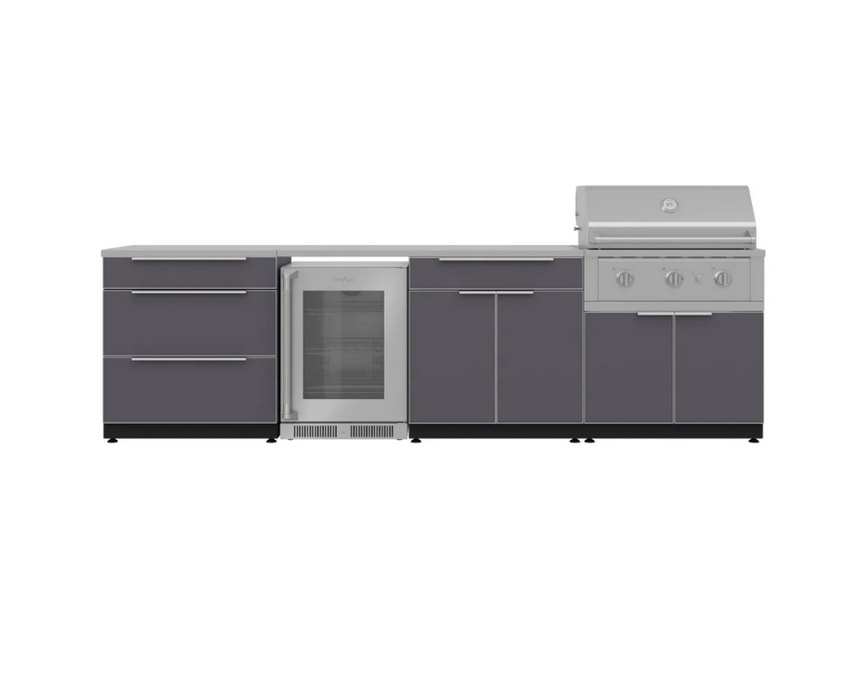 NewAge Outdoor Grill Station BBQ Island Grill Island 3 Piece Outdoor Kitchen 65286