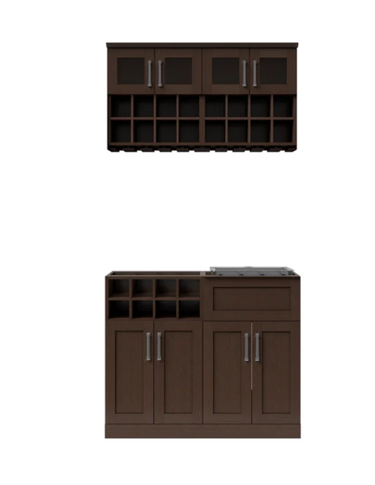NewAge Home Bar 5 Piece Cabinet Set with Wall Racks, Sink Cabinet, and Sink - 21 in. 63359