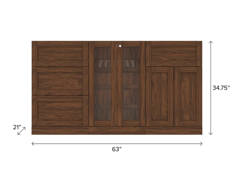 NewAge Home Bar 3 Piece Cabinet Set with Display Cabinet - 21 in. 62807