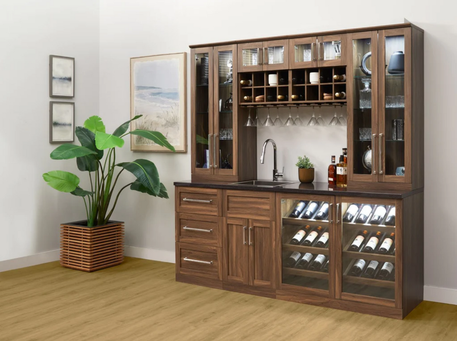 NewAge Home Bar 8 Piece Cabinet Set with Split, Wall Racks, and Wall Cabinets - 21 in. 64884