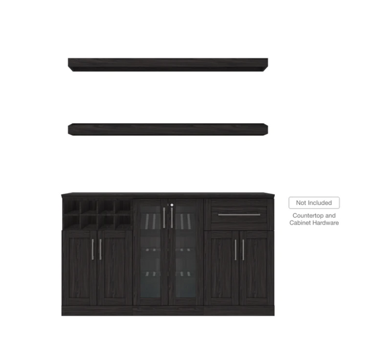 NewAge Home Bar 5 Piece Cabinet Set with Display, Bottle Cabinet and Shelves - 21 in. 64784