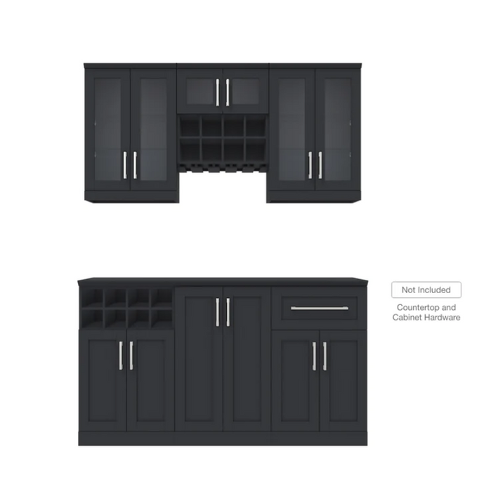 NewAge Home Bar 6 Piece Cabinet Set with Wall and Bottle Cabinets - 21 in. 63735