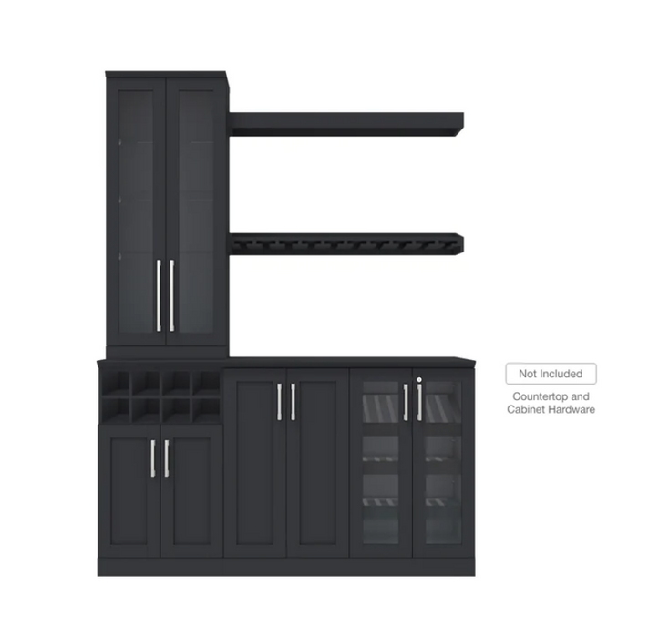 NewAge Home Bar 6 Piece Cabinet Set with Tall Wall Cabinet and Shelves - 21 in. 63411