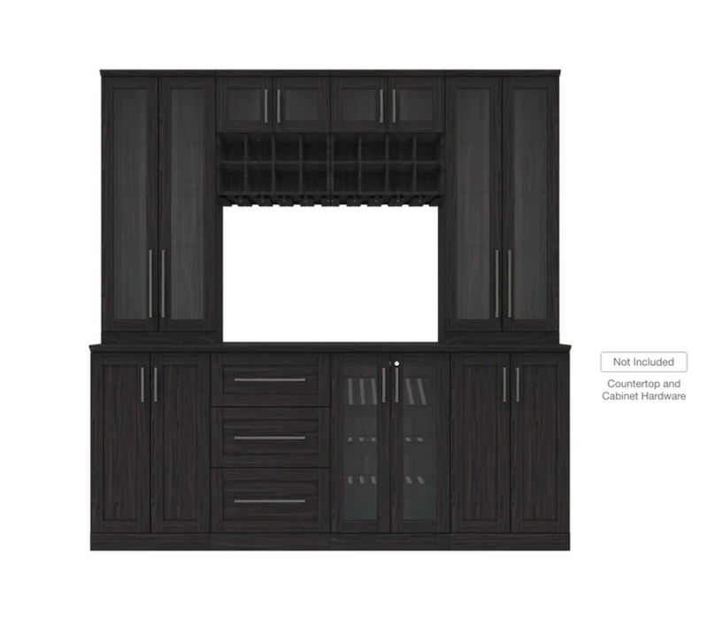NewAge Home Bar 8 Piece Cabinet Set with Display and Wall Cabinets - 21 in. 64864