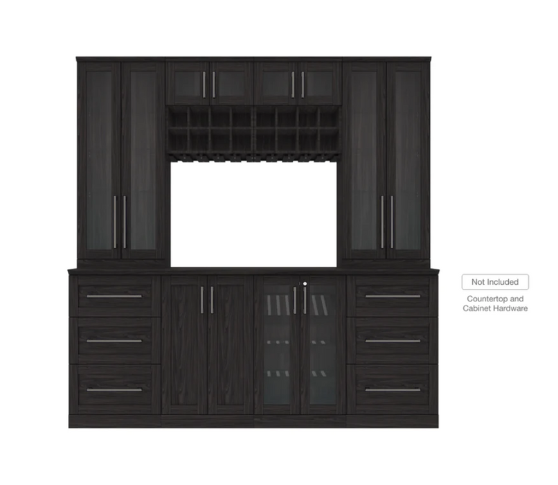 NewAge Home Bar 8 Piece Cabinet Set with Three Drawer Cabinets and Wall Cabinets - 21 in. 64869