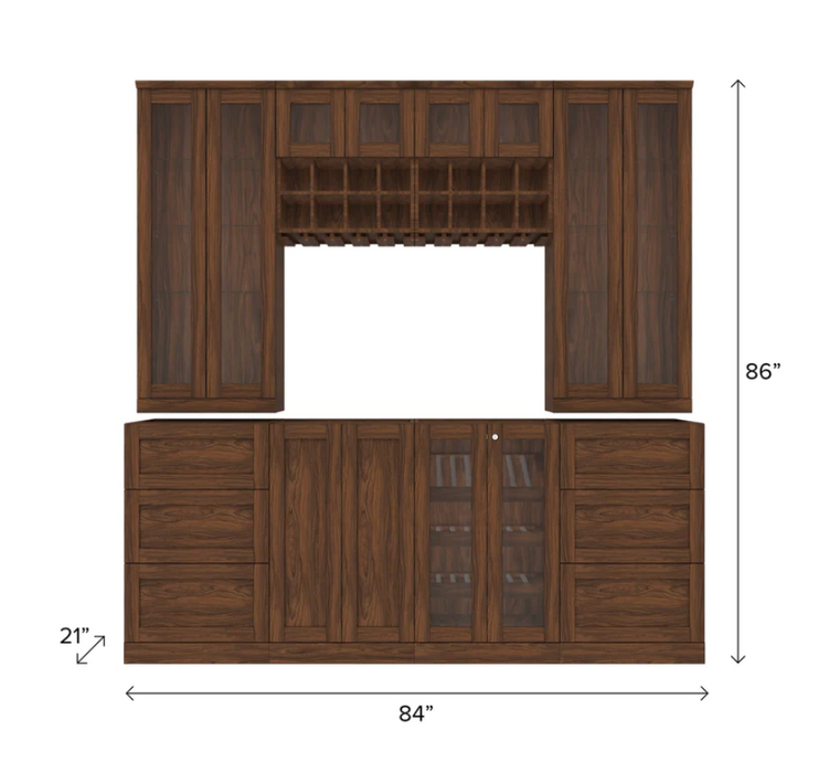 NewAge Home Bar 8 Piece Cabinet Set with Three Drawer Cabinets and Wall Cabinets - 21 in. 64869
