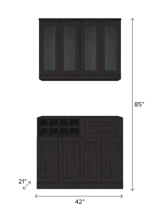 NewAge Home Bar 4 Piece Cabinet Set with Short Wall Cabinets - 21 in. 64779