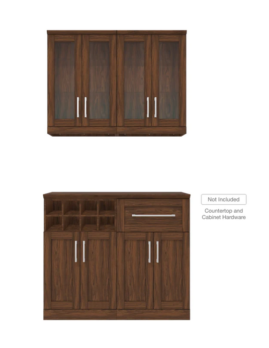 NewAge Home Bar 4 Piece Cabinet Set with Short Wall Cabinets - 21 in. 64779
