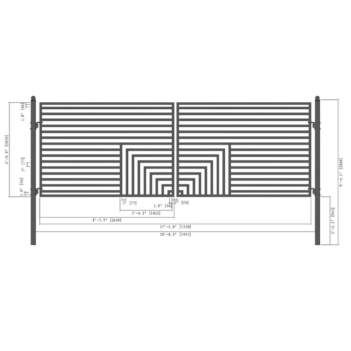 Aleko Steel Dual Swing Driveway Gate - Florence Style - 18 x 6 Feet DG18FLORD-AP