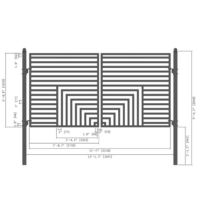 Aleko Steel Dual Swing Driveway Gate - Florence Style - 12 x 6 Feet DG12FLORD-AP