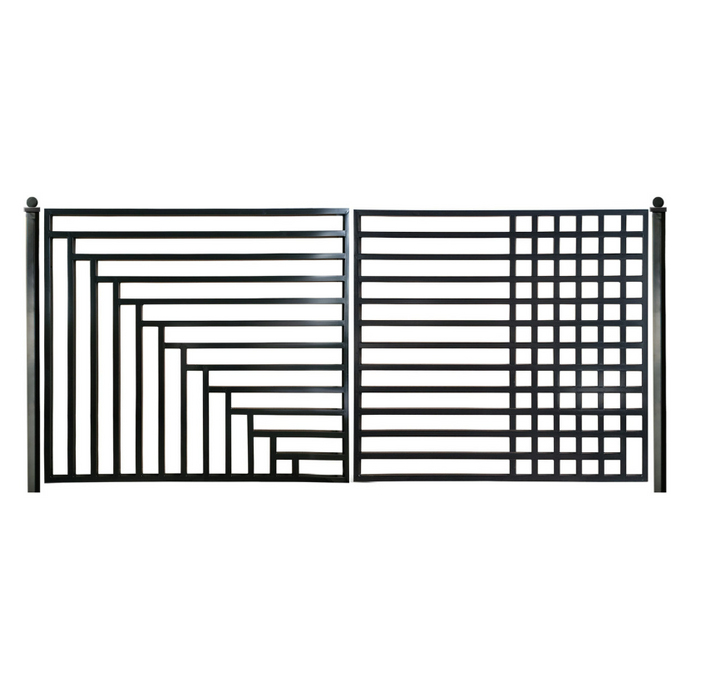 Aleko Steel Dual Swing Driveway Gate - Kyiv Style - 14 x 6 Feet   DG14KYIVD-AP