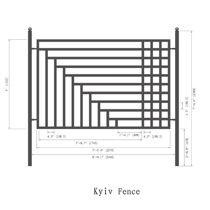 Aleko Steel Fence – Kyiv Style – 8x5 ft.  FENCEKYIV-AP