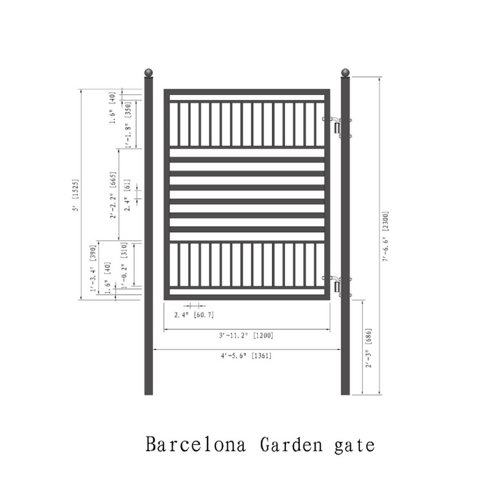 Aleko Steel Pedestrian Gate - Barcelona Style - 5 ft.  PGBARC-AP