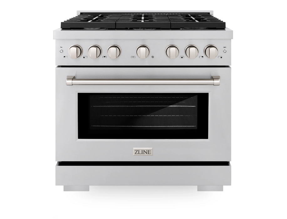 ZLINE 36 in. 5.2 cu. ft. 6 Burner Gas Range with Convection Gas Oven in Stainless Steel (SGR36)