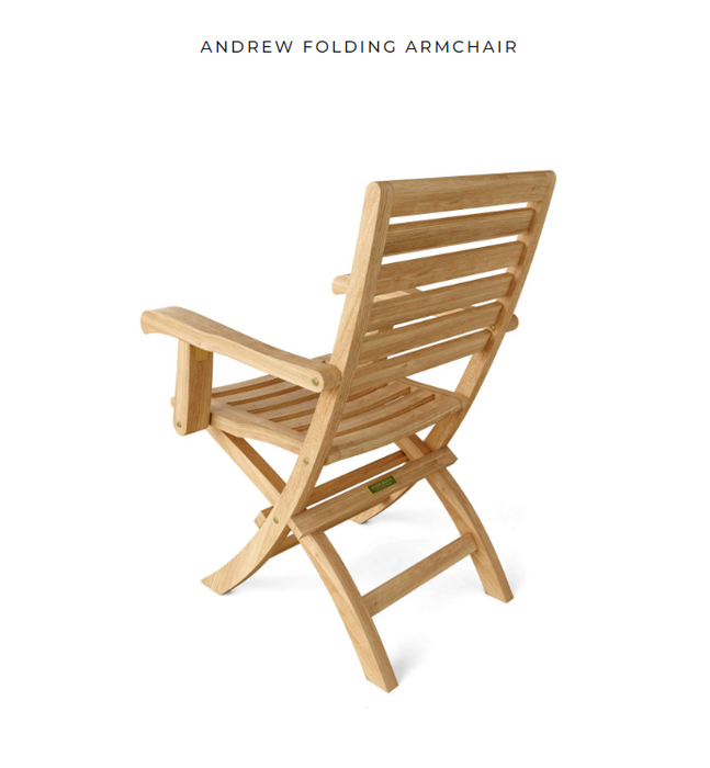 Anderson Teak ANDREW FOLDING ARMCHAIR  -  CHF-109