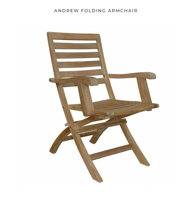 Anderson Teak ANDREW FOLDING ARMCHAIR  -  CHF-109