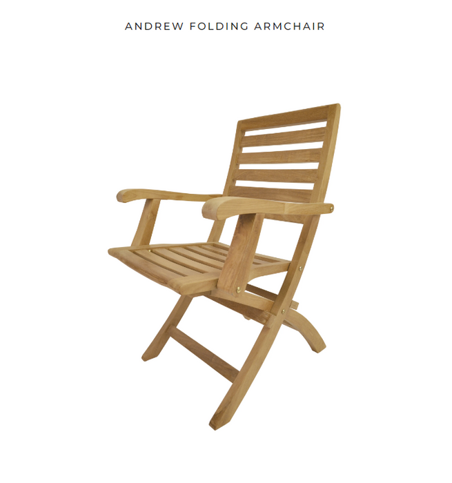 Anderson Teak ANDREW FOLDING ARMCHAIR  -  CHF-109