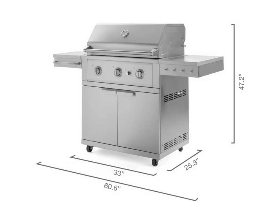 Outdoor BBQ Kitchen Stainless Steel Freestanding Grill Cart with Stainless Steel Gas Grill - Performance 67107