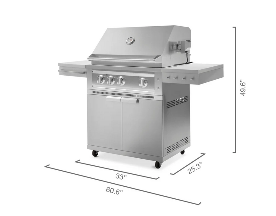 Outdoor BBQ Kitchen Stainless Steel Freestanding Grill Cart with Platinum Gas Grill 67101