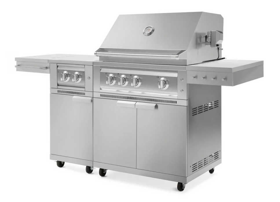 Outdoor BBQ Kitchen Stainless Steel Freestanding Grill Cart with Platinum Gas Grill, Dual Side Burner 67113