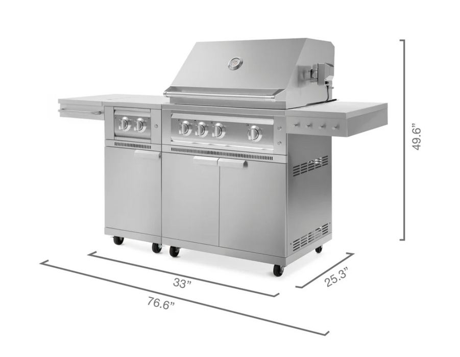 Outdoor BBQ Kitchen Stainless Steel Freestanding Grill Cart with Platinum Gas Grill, Dual Side Burner 67113