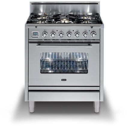 HALLMAN INDUSTRIES 30 in. Single Oven Dual Fuel Italian Range with Chrome Trim in Stainless-Steel  Sku HGR30CMSS-2